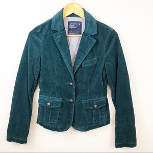 AEO teal corduroy blazer NWT